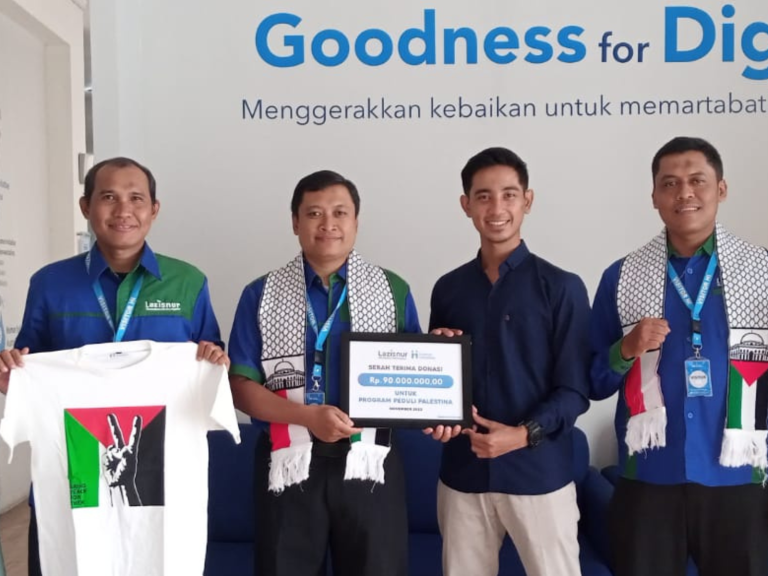 Lazisnur menyalurkan bantuan Palestina kepada  Forum Zakat dan Human Initiative