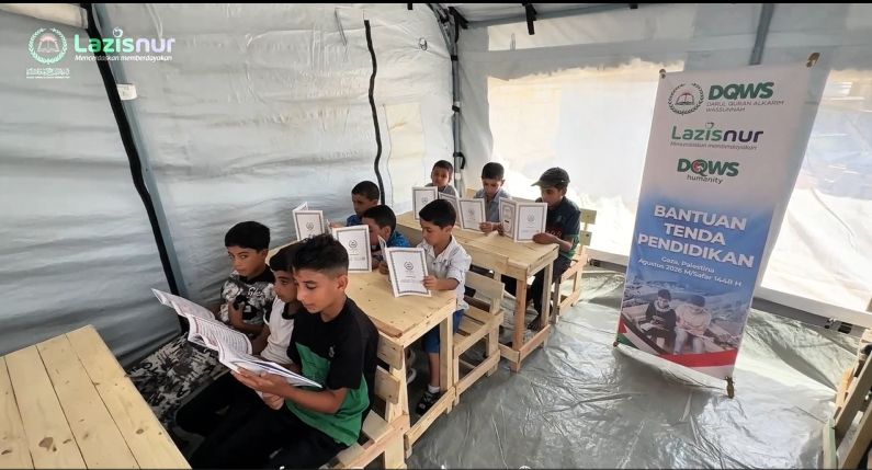 Bantuan Tenda Pendidikan untuk Gaza dari Lazisnur Bogor